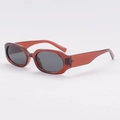 Retro polygon sunglasses with translucent amber brown frame and dark grey lenses - Coffee Frame Black Grey Lenses