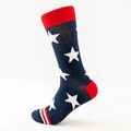 Crew length cotton sock featuring blue base with white stars and red heel details - EU 41-46 / Large Stars