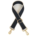 Adjustable 3.8cm wide nylon shoulder strap with contrast edge and gold metal hooks - Black / Gold Hook