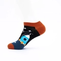 Chaussettes basses astronaute noires avec bord orange et motif fusée bleue - EU 40-46 / Style Fusée Bout et Talon Orange (02)