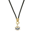 Collana in corda nera con testa di leopardo dorata e ciondolo occhio del malocchio - Stile Testa di Leopardo Malocchio (CN00105CX)