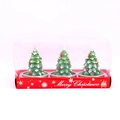 Three green Christmas tree shaped candles in a festive red box with Merry Christmas text - Christmas Tree (Set of 3)