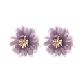 Elegante paarse chiffon bloemenoorbellen met gaasstof voor een zachte bloemenlook - Studs (Kort) / Paars