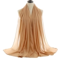 Breathable camel pearl chiffon long shawl wrap for women with elegant drape finish - Camel