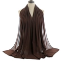 Deep coffee brown Malaysian pearl chiffon hijab, breathable lightweight long shawl wrap - Coffee