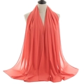 Chiffon bubble hijab scarf for women in bright coral pink color with elegant drape - Coral Red
