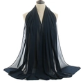 Navy blue pearl chiffon hijab scarf for women displayed on a white background - Dark Navy