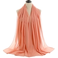 Breathable pearl chiffon long scarf for women in elegant peach pink with soft drape - Ivory