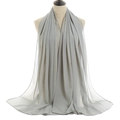 Solid mid-grey pearl chiffon long scarf for women with elegant drape and fine edging - Medium Grey