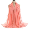 Detailed texture of coral pink chiffon headscarf draped gracefully on a mannequin - Coral Pink Style (YW016-32#)