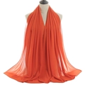Lightweight breathable pearl chiffon long scarf in bright orange for women hijab shawl - Orange Red