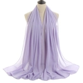Detailed close-up of lavender chiffon fabric texture on a long scarf for women - Lavender (42#)