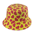 Casual yellow bucket hat with pink heart patterns for summer sun protection and stylish beach wear - 58cm / Yellow