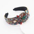 Luxury Baroque headband with colorful rhinestones and a large green emerald centerpiece - Style C/Bohemian Colorful Gemstones