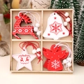 Set di ornamenti natalizi in legno con renna e fiocco di neve in scatola - Angelo Stella Campana Renna
