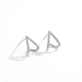 Orecchini a perno a V in argento sterling S925 con pavé di zirconi cubici lucidi - Argento