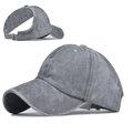 Berretto da baseball grigio lavato per coda di cavallo con fibbia in metallo - Stile Fibbia in Metallo / Grigio Lavato