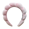 Close-up of pink velvet braided headband showing soft texture and padded design - Pink Golden Velvet