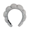 Thick light gray twisted sponge headband in soft terry cloth fabric with cloud design - Cloud Bubble Headband / Terry Cloth Grey