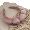 Pink velvet braided sponge headband with soft high crown twist design for women - Segmented Fluffy Headband / Velvet Pink