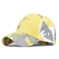 Tie-dye baseball cap in yellow, grey, and white with a classic six-panel design - Yellow Grey Gradient Block Tie-Dye