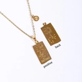 Golden stainless steel Sagittarius zodiac square pendant necklace with double-sided engraving - Sagittarius / Gold