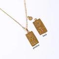 Gold Aquarius zodiac necklace featuring rectangular square pendant with constellation - Aquarius / Gold