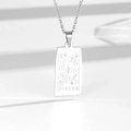 Gold-plated stainless steel rectangular pendant necklace featuring Pisces zodiac engraving - Pisces / Steel