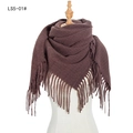 Châle en maille épaisse marron chocolat avec de longues franges, modèle LS5-01 - Café (FS5-01#)