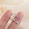 Eleganti orecchini a cerchio in argento S925 con pendenti in zircone a goccia d'acqua - Argento