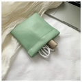 Minimalist mint green faux leather pouch with storage for white USB data cables - Large / Green