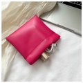 Mini rose pink faux leather pouch bag holding charging cable and lipstick - Large / Rose Red