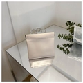 Minimalist ivory PU leather mini shoulder bag with spring metal closure for women - Small / White