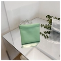 Minimalist mint green faux leather pouch with squeeze metal closure for small items - Small / Light Green