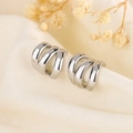 Orecchini a cerchio minimalisti in argento 925 a triplo strato su elegante tessuto - Cerchio a Tre Strati / Argento