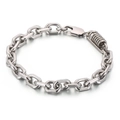 Punk style stainless steel link bracelet with spring detail and hexagonal links - Steel
