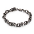 Edelstahlarmband im Industrial Punk Stil mit antikem Silberfinish und Federverschluss - Retro Schwarz