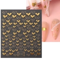 Nagelaufkleber TH-1022 mit goldenen Herzmotiven auf zartrosa Hintergrund - TH-1022 (Gold Solid & Hohl Herz)