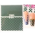 Self-adhesive 3D green checkerboard nail art stickers TH-0815 for manicure design - TH-0815 (Green & White Checkerboard)