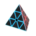 Pyraminx puzzle speed cube with carbon fiber texture stickers and colorful plastic frame - Carbon Fiber Series / Carbon Fiber Pyraminx