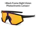 Cycling sunglasses with black matte frame and orange photochromic night vision lens - Black Frame Yellow to Grey Photochromic