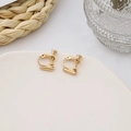 A pair of gold screw earring converters for non-pierced ears in polished metal finish - Suitable for Studs / Gold