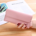 Pink lychee texture leather long envelope wallet for women with high capacity design - Pink
