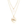 Collana doppia in acciaio inossidabile dorato con ciondolo a lettera MOM da donna - Stile Dorato (KN110810-K)