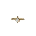 Anello corona in argento 925 con opale a pera e dettagli milgrain in oro K10 vintage - US 7 / Stile Opale