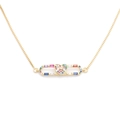 Gouden ketting met hartvormige staafhanger en gekleurde zirkoniasteentjes - Ovaal Ring Hart