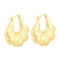 Chunky gold hollow croissant hoop earrings in 18k plated stainless steel with ripples - Pod Shape 3D Hollow Earrings - Gold