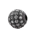 Black metal pave bead with transparent cubic zirconia stones for jewelry DIY - White Zirconia Gunmetal Plated