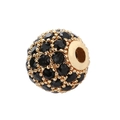 8mm golden round spacer bead with black micro-paved cubic zirconia for DIY jewelry - Black Zirconia Gold Plated