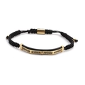 Set bracciali intrecciati neri da uomo con corona in zircone dorato e ciondoli - Bracciale Intrecciato a Mezzaluna Oro / Oro